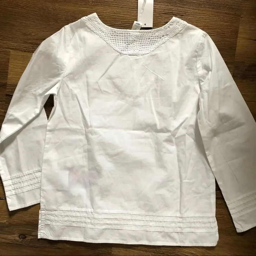 Old Navy Long Sleeve Embroidered Flowers Lace White Size 7